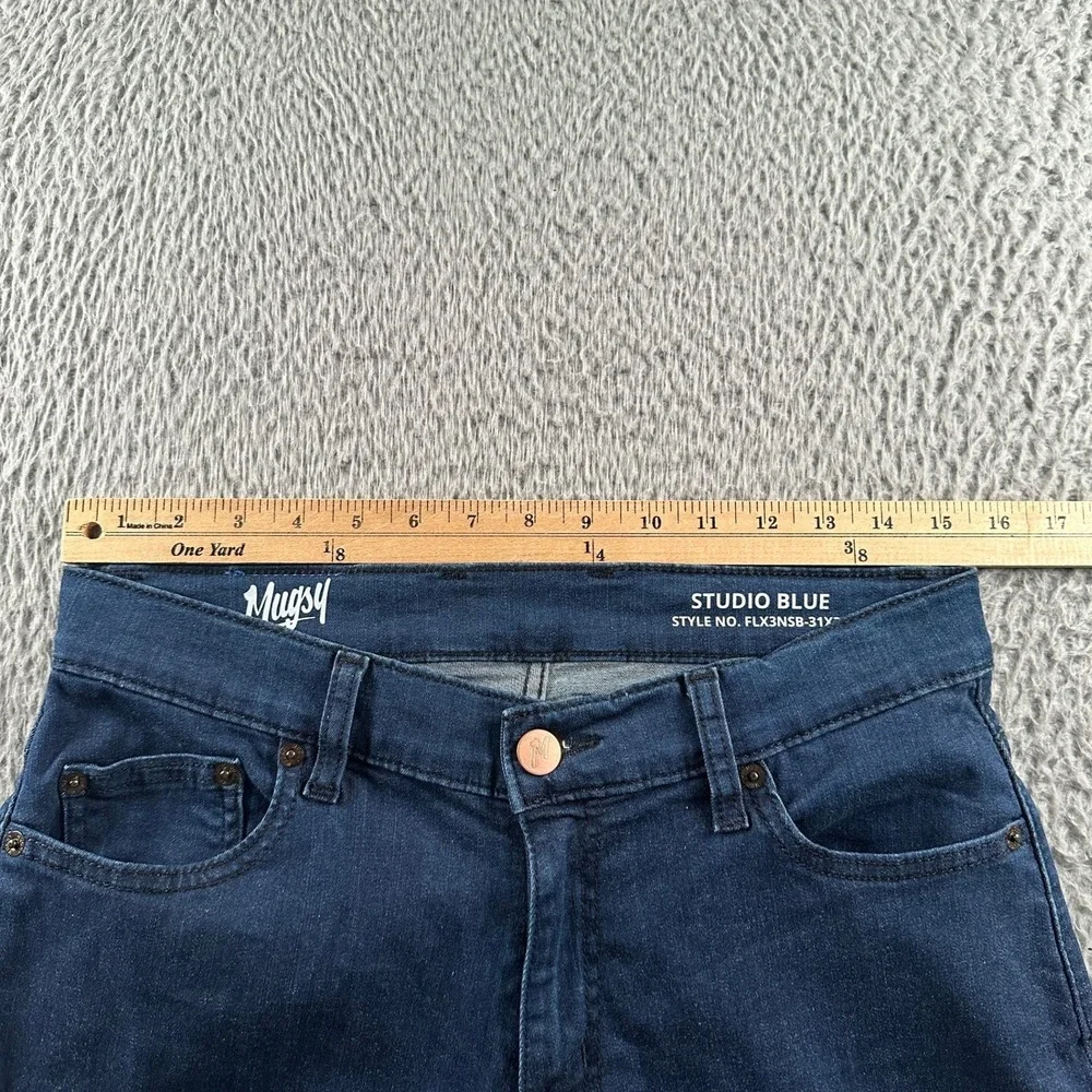 Mugsy Jeans Mens 31x30 Studio Blue‎ Slim Straight Dark Wash Stretch Mid Rise